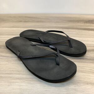Reef Sandals Womens 10 Casual Comfort Slip On Thong Flip Flops Black Fabric